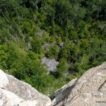 The view down from the cliff edge