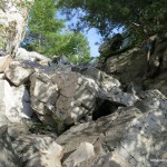 Large boulders - steep climb