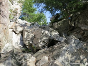 Large boulders - steep climb