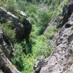 Looking down the cliff face