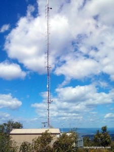 Communications tower and shack on Mt. McKay