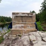 Deteriorating Three Narrows Lake dam monument