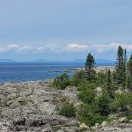 Distant hills along the Lake Superior coast