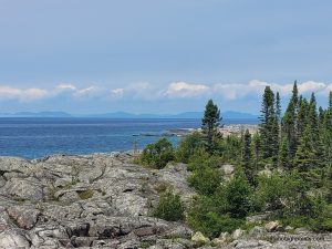 Distant hills along the Lake Superior coast