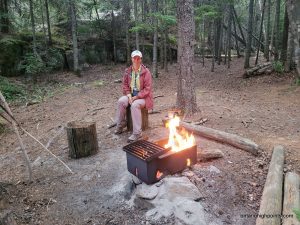 Enjoying a fire on our last night on the Pukaskwa Coastal Trail